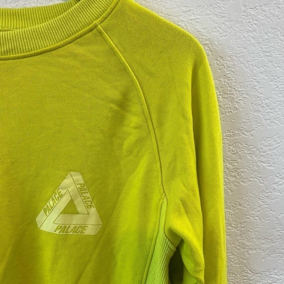 Palace Logo Slub Crew Neck Long Sleeve Pullover Sweatshirt Lime Green Small - Picture 4 of 12